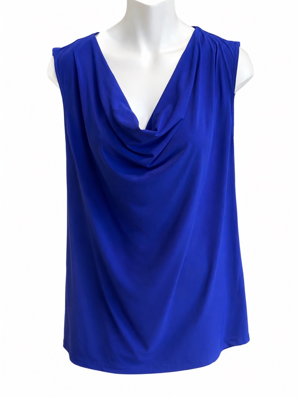 Royal Blue Cowl Neck Sleeveless Blouse XL Banana Republic Draped Career Office